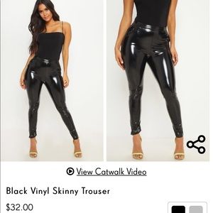 Black vinyl skinny trouser